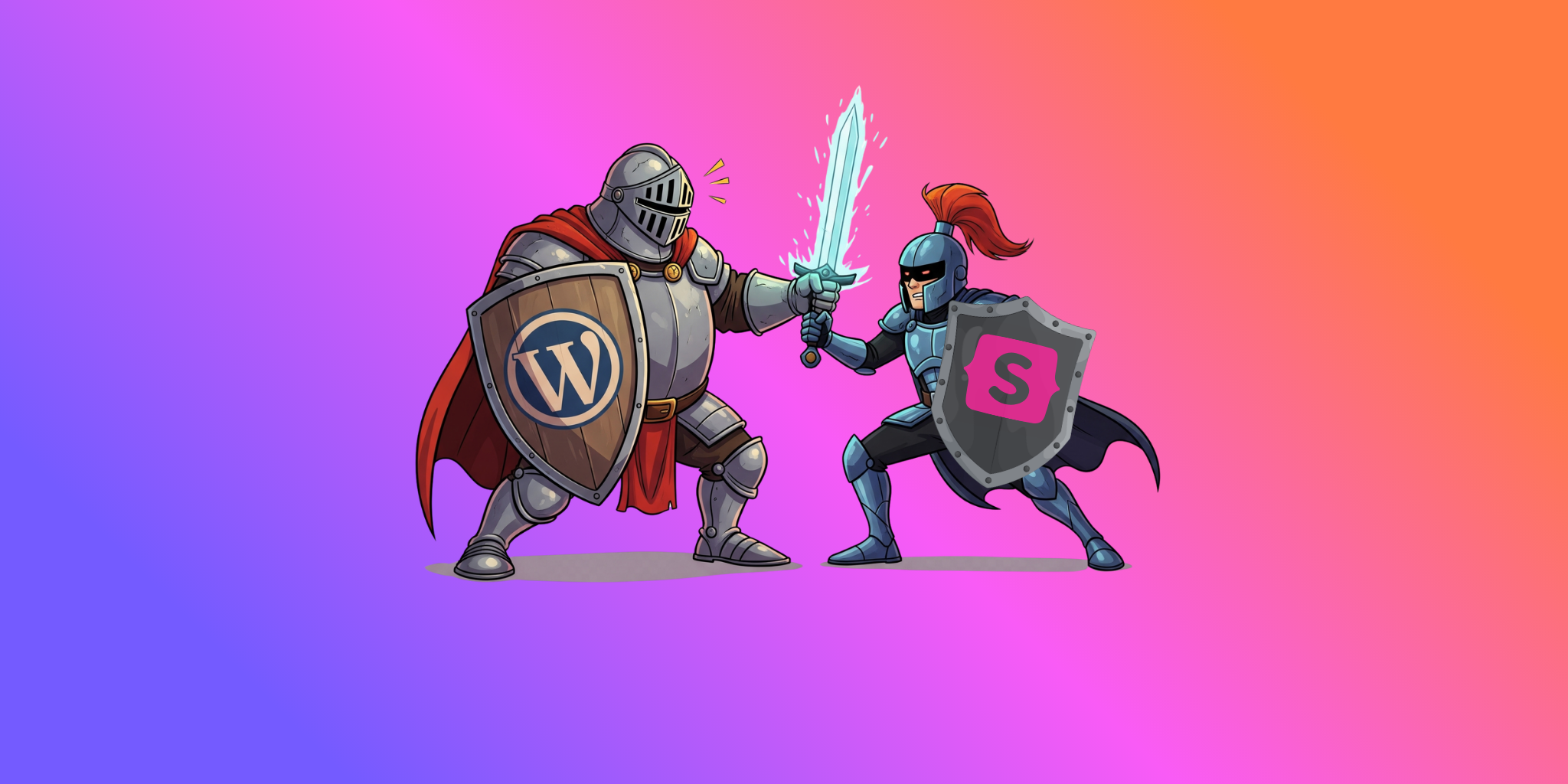 Wordpress Ritter und Statamatic Ritter ringen um ein Schwert